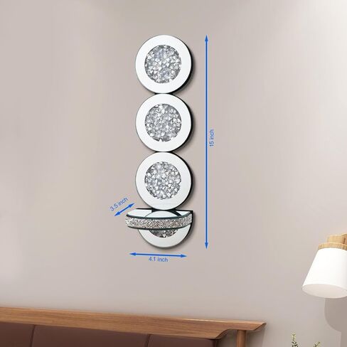 شمعدانات شموع عاكسة من كريستال كراش دايموند، مجموعة حامل شموع فضية اللون مكونة من قطعتين، ديكورات جدارية لغرفة المعيشة، غرفة الطعام (دائرية) in Kuwait