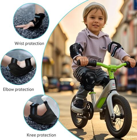 Adjustable Kids Knee Pads Elbow Pads Wrist Guards Set for 3-8 Years Child Protective Gear Set for Roller Skates,BMX,Bike,Cycling, Skateboard, Inline Skating, Scooter Riding Sports,Football in Saudi Arabia