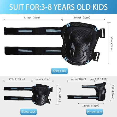 Adjustable Kids Knee Pads Elbow Pads Wrist Guards Set for 3-8 Years Child Protective Gear Set for Roller Skates,BMX,Bike,Cycling, Skateboard, Inline Skating, Scooter Riding Sports,Football in Saudi Arabia