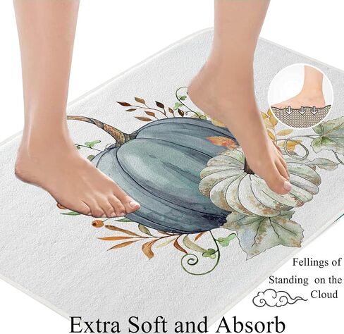 3 Pcs Farmhouse Bathroom Rug Set Pumpkin Maple Leaves Bathroom Sets with Non Slip Contour Rug Oblong Toilet Lid Cover Washable Bathroom Rug Rustic Decor Country Bathtub Bathroom Accessories Fall Decor in Saudi Arabia