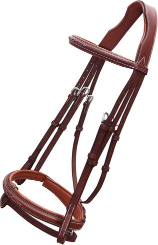 لجام القفز من Exion Snaffle مع فلاش قابل للإزالة، ومبطن ناعم وزمام مطاطي | اللجام الإنجليزي الملكي للخيول | أسود، بني | كامل، قطعة خبز، أكثر، المهر in Kuwait