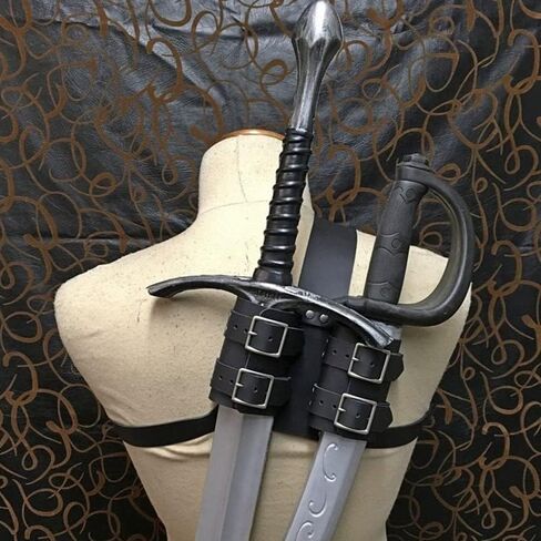 Medieval Double Sword Back Scabbard Adjustable PU Leather Back Double Strap Sword Sheath, Sword Back Harness Behind the Back Scabbard Sword Holder in Saudi Arabia