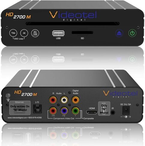 Videotel Digital Industrial Grade Looping DVD and Digital Signage Media Player All in one Unit. DVD, USB & SD. 24/7 Continuous Looping Play, Auto Powers On, Auto Plays, Auto Repeats - HD2700 M + in Kuwait