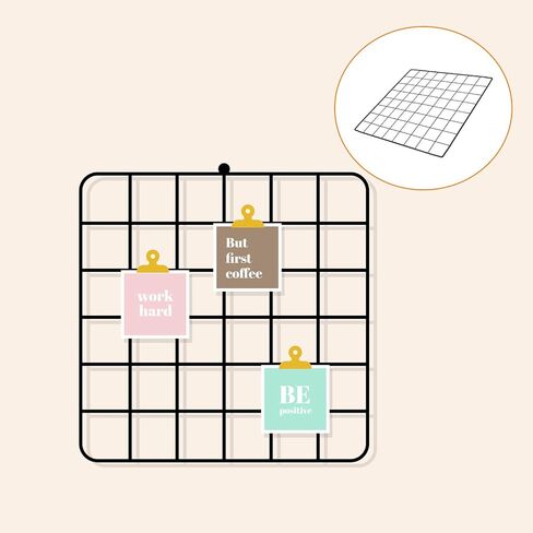 YOKIVE 4Pcs Iron Wire Grid Panel, Decorative Panels Board | Photo Pictures Display Holders Hanging Frame for Home Office (Black, 14"x14") in Saudi Arabia