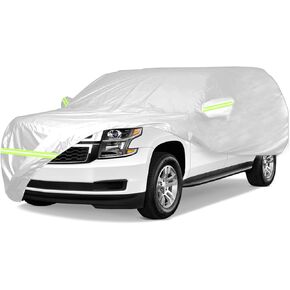 6 Layer Waterproof Car Cover for Fo-rd F150 F250 F350 Raptor/Dodge Ram 1500/Chevy Silverado Crew Cab 5FT-8FT, All Weather PEVA Windproof Truck Cover w/Zipper Door for Sun Rain Snow Protection