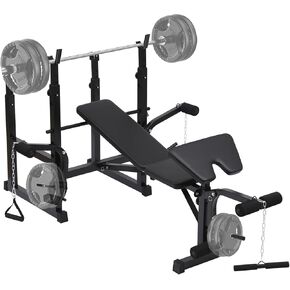 مقعد رفع الأثقال قابل للتعديل، مقعد رفع الأثقال الأوليمبي مع رف القرفصاء للصالة الرياضية المنزلية، مقعد رفع الأثقال متعدد الوظائف مع تجعيد الواعظ، تمديد الساق وتجعيد الساق لتمرين الجسم بالكامل in Kuwait