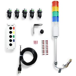 Signaworks LED 5 Light Steady Andon Tower Light Kit - Parts Only, Assembly Required - 2 Position Switches Switches for On/Off Operation - Stack Light…