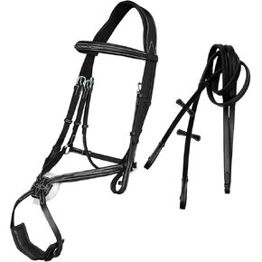 Exion Designer Soft Lined Figure 8 English Bridle for Horses | Anatomic Broad Monocrown head Piece | Adjustable Noseband with Jaw Pad and Rubber Rein | Horses Jumping Bridle