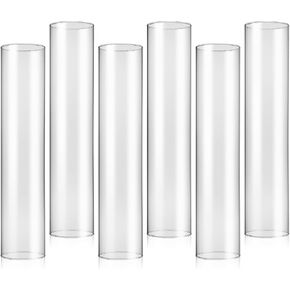 6 Pcs 2.5" W x 12" H Hurricane Candle Holder Sleeve Bottomless Glass Cylinder Candleholder Tall Candle Glass Cover Clear Open Ended Candle Wedding Decor Home Wedding Christmas Table