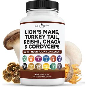 Lions Mane 3000mg 20in1 Mushroom Supplement with Turkey Tail 2000mg Reishi 1000mg Cordyceps Chaga 1000mg with Marshmallow Root -2 Pack