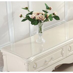 2 Pack Clear Plastic Table Cover Protector 12’’x48’’, 1.5MMThick Clear Table Protector Pad for Furniture, Vinyl Clear Table Protector for Dining Room,Side Table,Coffee Table and Console Table