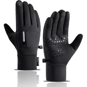 قفازات مقاومة للماء للشتاء تعمل باللمس للرجال والنساء - قفازات حرارية بدرجة حرارة 30 درجة فهرنهايت للتزلج والجري وركوب الدراجات والأنشطة الخارجية باللون الأسود، مقاس M in Kuwait