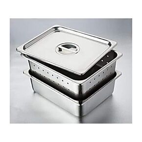 Dukal TEC 4257 Stainless Steel Instrument Tray with Strap Handle, 17" x 4" x 2-1/8"