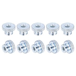 uxcell Knurled Thumb Nuts, 30Pcs M4 x 12 x 8mm Carbon Steel Knurled Nut, Adjusting Round Knobs Fasteners Nuts for 3D Printer Parts, Silver