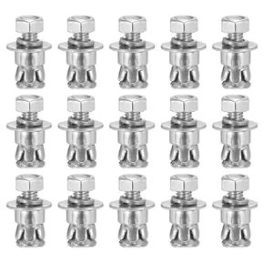 1/4" x 5/8" Hex Nut Sleeve Anchors - 100Pack - Good for Concrete Dry Brick Block Walls - Carbon Steel - Silver