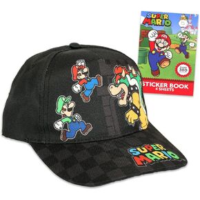 Super Mario Mario Baseball Hat for Boys, Kids Hat Bundle with Mario and Luigi Baseball Cap for Kids Plus Stickers Hat for Boys 6-8