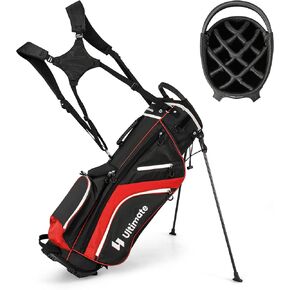 Tangkula Golf Stand Bag with 14 Way Top Dividers, Lightweight 6 Pockets Golf Club Bag with Cooler Bag, Adjustable Dual Strap & Rain Hood, Golf Carry Bag for Men & Women