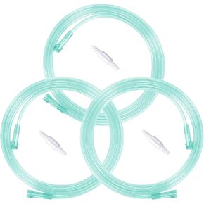 Oxygen Tubing- 7 Foot - 3 Tubes with 3 Oxygen Tubing Connector, Green