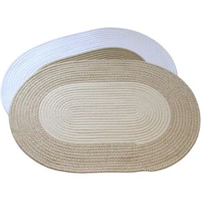 Oval Area Rugs - Cotton Rope Braided Rug，Bathroom，Kitchen Reversible Carpet，26x18in 2-Piece Bathroom Rugs Set