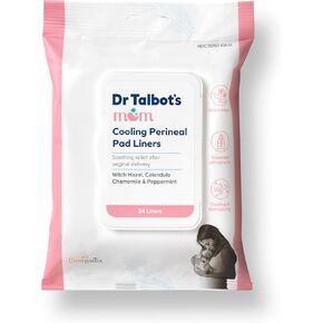 Dr. Talbot's Mom Postpartum Perineal Pad Liners - Instant Cooling Witch Hazel Pad Liners for Postpartum Care - 24 Liners