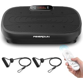 FEIERDUN Vibration Plate, Whole Body Vibration Plate Exercise Machine for Lymphatic Drainage, Power Plate Vibration Plate w/ 2 Resistance Bands for Wellness and Fitness