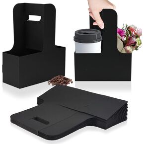 2 Cup Disposable Drink Carrier for Delivery with Handle,15 Count Kraft Paperboard Cup Holder,Cup Carriers for Hot or Cold Drinks,Coffee Carrier, Food Delivery,Take Out Cup Carriers (Brown, 15 PCs)
