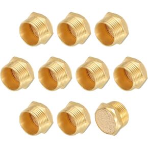 MECCANIXITY Pneumatic Muffle, 1" NPT Male Long Exhaust Muffler Solenoid Valve Brass Muffler Noise Silence Air Cylinder Accessories for Valve, 10 Set