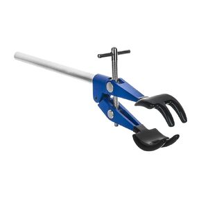 EISCO 4 Prong, Vinyl Coated Clamp on Stainless Steel Rod - 4.1" Max Clamp Opening, 5.5" Connecting Rod - Powder Coated Zinc Alloy Clamp - Research, Industrial Laboratory Grade