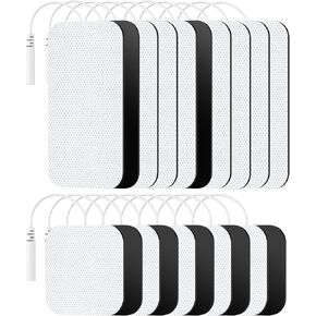 TENS Unit Replacement Pads, Nursal Reusable Self-Adhesive Electrodes Pads 20 Packs 2x2" 2x4", Latex Free Pigtail TENS Pads, Compatible with TENS 7000, AUVON TENS, Etekcity, Nicwell Care Tens