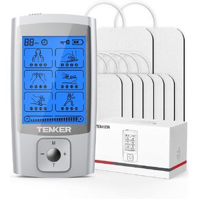 TENKER TENS Unit Muscle Stimulator, 24 Modes TENS EMS Machine for Pain Relief Therapy/Pain Management, Rechargeable Electronic Pulse Massager with 2"x2" and 2"x4" TENS Unit Electrode Pads