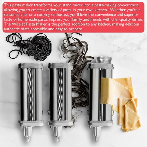 Pasta Maker Attachment for KitchenAid Stand Mixer, 3 Pieces Pasta Roller Attachments, Full Body Stainless Steel and Heavy Duty, Homemade Spaghetti, Fettucine and Lasagne in Saudi Arabia