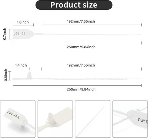 100 Plastic Security Seals Anti Tamper Fire Extinguisher Tags Numbered Zip Ties Disposable Pull Tite Secure Tags (Black) in Saudi Arabia