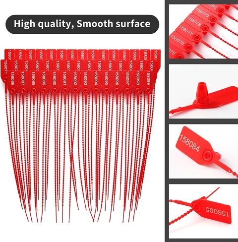100 Plastic Security Seals Anti Tamper Fire Extinguisher Tags Numbered Zip Ties Disposable Pull Tite Secure Tags (Black) in Saudi Arabia