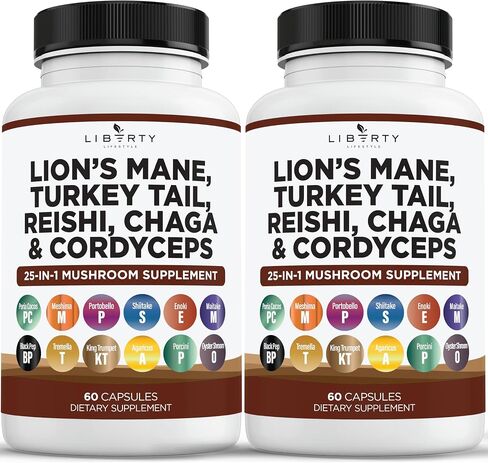 Lions Mane 3000mg 20in1 Mushroom Supplement with Turkey Tail 2000mg Reishi 1000mg Cordyceps Chaga 1000mg with Marshmallow Root -2 Pack in Kuwait
