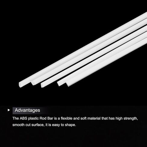 MECCANIXITY 5pcs ABS Square Rod, 1.5x1.5x500mm ABS Plastic Stick Solid Bar, White Plastic Rods Assortment Kit for DIY Architectural Model Building Making in Saudi Arabia