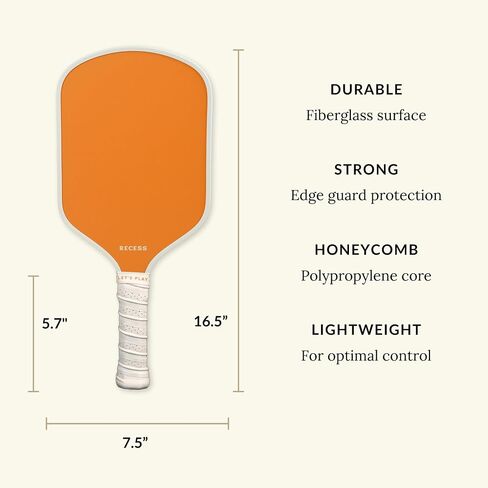 Recess Pickleball Starter Set of Premium Pickleball Paddles and Four (4) Pickle Balls - Lightweight, Honeycomb Core & Comfort Grip Handles - Perfect for Beginners in Saudi Arabia