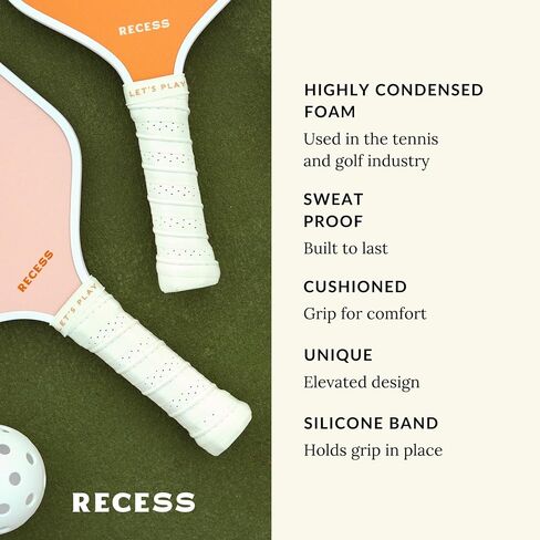 Recess Pickleball Starter Set of Premium Pickleball Paddles and Four (4) Pickle Balls - Lightweight, Honeycomb Core & Comfort Grip Handles - Perfect for Beginners in Saudi Arabia