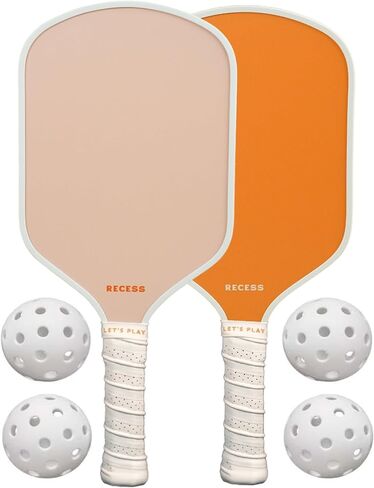 Recess Pickleball Starter Set of Premium Pickleball Paddles and Four (4) Pickle Balls - Lightweight, Honeycomb Core & Comfort Grip Handles - Perfect for Beginners in Saudi Arabia