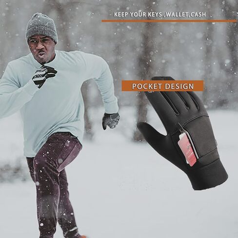 قفازات مقاومة للماء للشتاء تعمل باللمس للرجال والنساء - قفازات حرارية بدرجة حرارة 30 درجة فهرنهايت للتزلج والجري وركوب الدراجات والأنشطة الخارجية باللون الأسود، مقاس M in Kuwait