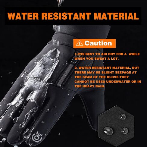 قفازات مقاومة للماء للشتاء تعمل باللمس للرجال والنساء - قفازات حرارية بدرجة حرارة 30 درجة فهرنهايت للتزلج والجري وركوب الدراجات والأنشطة الخارجية باللون الأسود، مقاس M in Kuwait