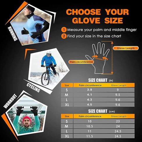 قفازات مقاومة للماء للشتاء تعمل باللمس للرجال والنساء - قفازات حرارية بدرجة حرارة 30 درجة فهرنهايت للتزلج والجري وركوب الدراجات والأنشطة الخارجية باللون الأسود، مقاس M in Kuwait