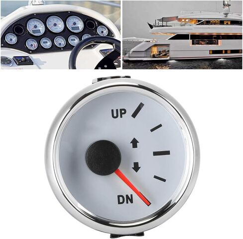 طقم قياس تقليم القارب، 52 مم 2 بوصة UP DN مقياس تقليم القارب 0-190ohm مؤشر إمالة التشذيب إضاءة خلفية حمراء IP67 عدادات مقاومة للماء لمحركات مولدات السفن (أبيض) in Saudi Arabia