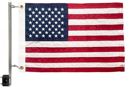 American Boat Flag Pole Kits, Outdoor Embroiderers American Flag 12x18 Inch and Boat Flagpole, Boat Yacht Marine Stainless Flag Pole in Saudi Arabia
