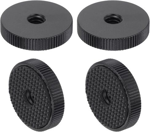 uxcell 4Pcs Flat Knurled Nut - 1/4"-20 x 1" x 0.26" Thumb Nuts Lock Adjusting Nuts, Aluminum Alloy Female Thumb Wheel Lock Nut, Black in Saudi Arabia