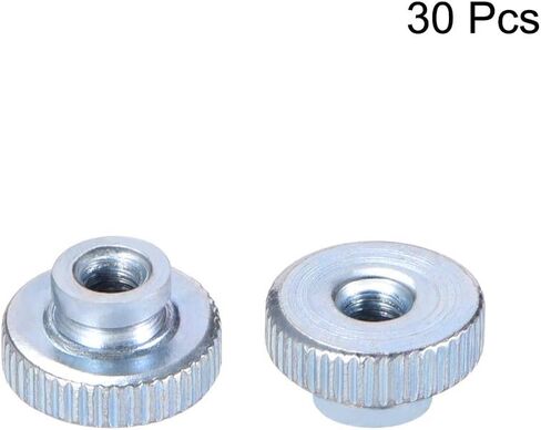 uxcell Knurled Thumb Nuts, 30Pcs M3x0.5mm Iron Round Knobs Fasteners for 3D Printer Parts, Silver Tone in Saudi Arabia