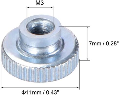 uxcell Knurled Thumb Nuts, 30Pcs M3x0.5mm Iron Round Knobs Fasteners for 3D Printer Parts, Silver Tone in Saudi Arabia