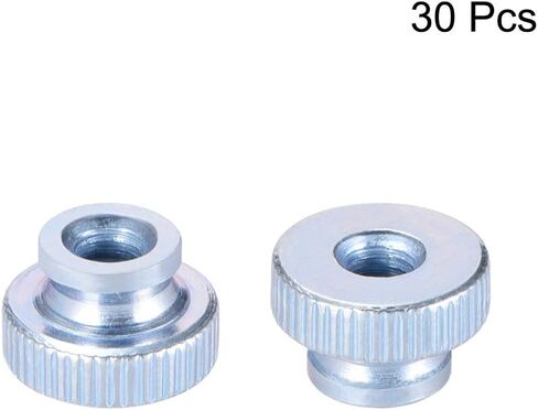 uxcell Knurled Thumb Nuts, 30Pcs M3x0.5mm Iron Round Knobs Fasteners for 3D Printer Parts, Silver Tone in Saudi Arabia