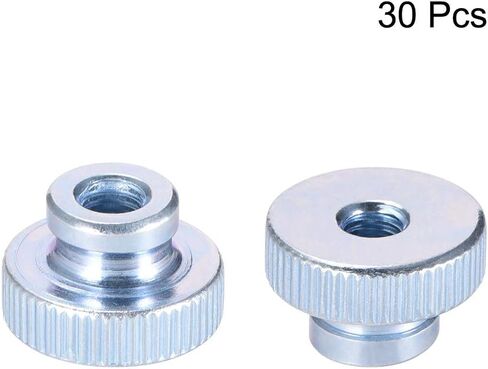 uxcell Knurled Thumb Nuts, 30Pcs M3x0.5mm Iron Round Knobs Fasteners for 3D Printer Parts, Silver Tone in Saudi Arabia