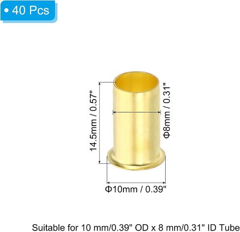 PATIKIL Brass Compression Insert, 40 Pack 10mm OD x 8mm ID Tube Insert Tube Support Compression Fitting Assortment Kit for Water Oil Air Pipe in Saudi Arabia