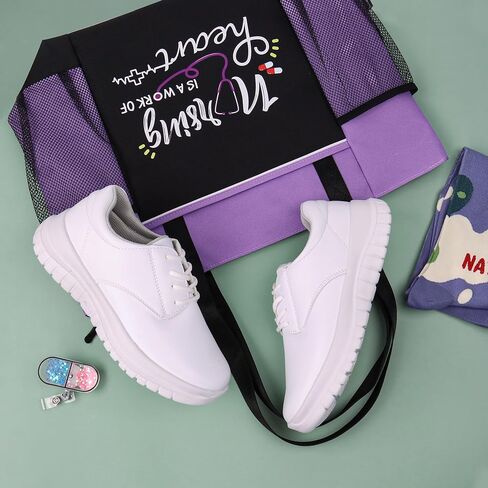 Hawkwell Women's Lace Up Lightweight Water Resistant Nurse Shoes Slip Resistant Healthcare Work Shoes in Kuwait